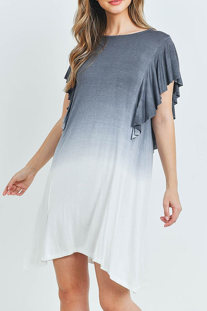 Ruffle detail tie dye tunic dress (DED5815-1)