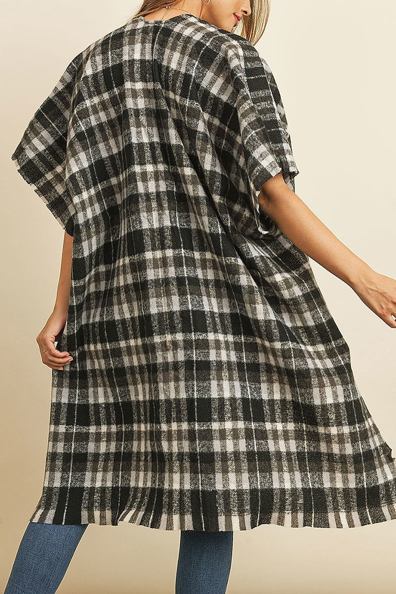 Tartan plaid loose fit kimono (DGS4957)