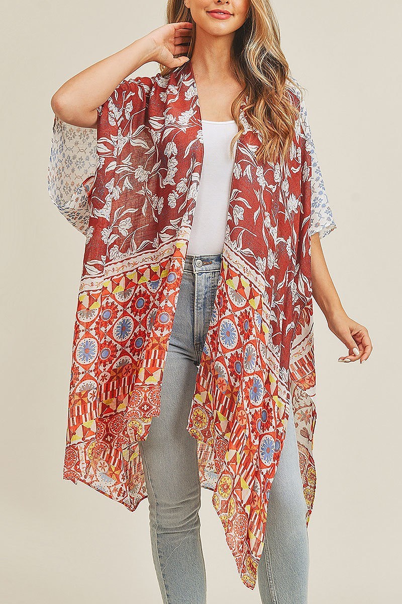 Multi print boho kimono (EF3460)