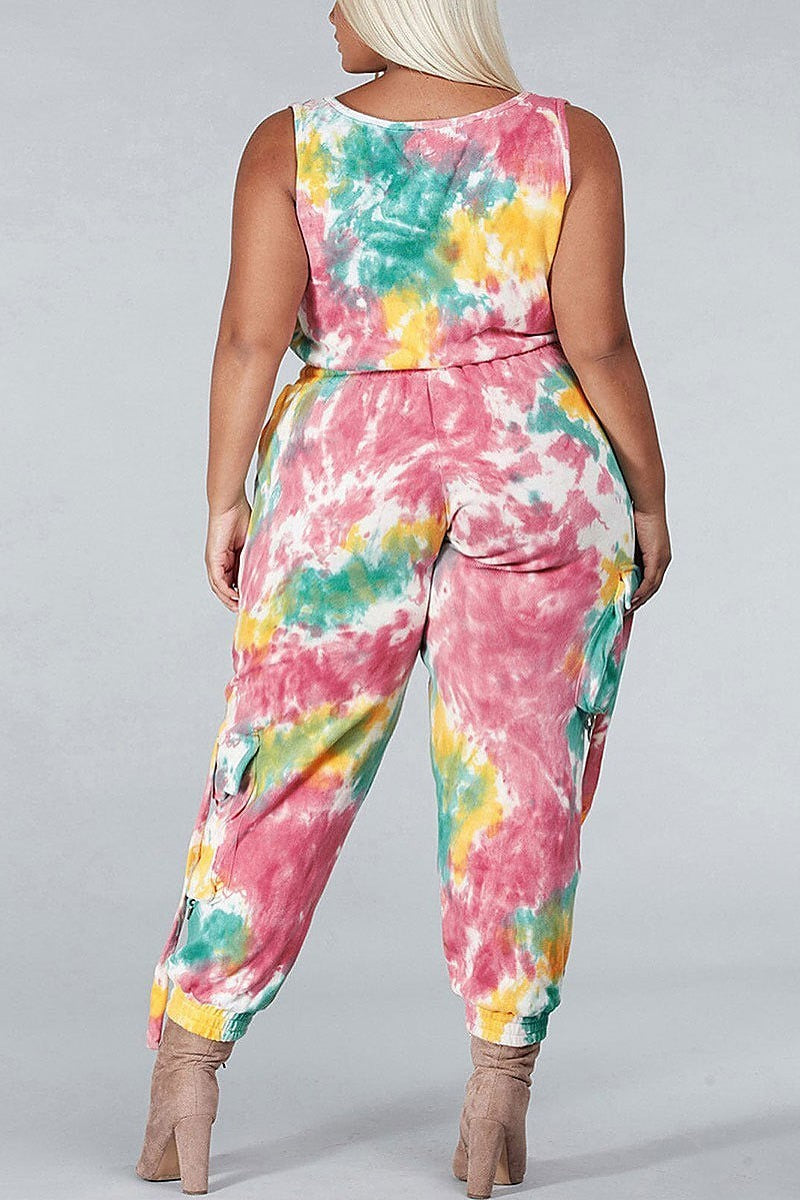 Sleeveless top and pants tie dye set (EDWT8970)