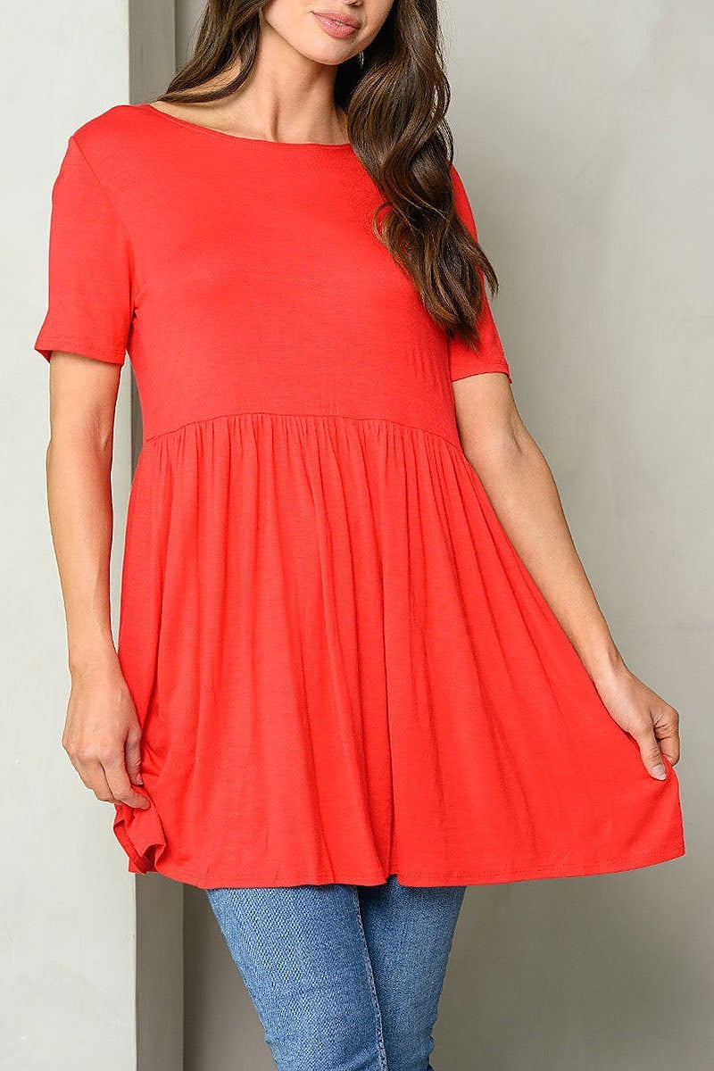 Short sleeve tunic mini dress (EDWT7153)