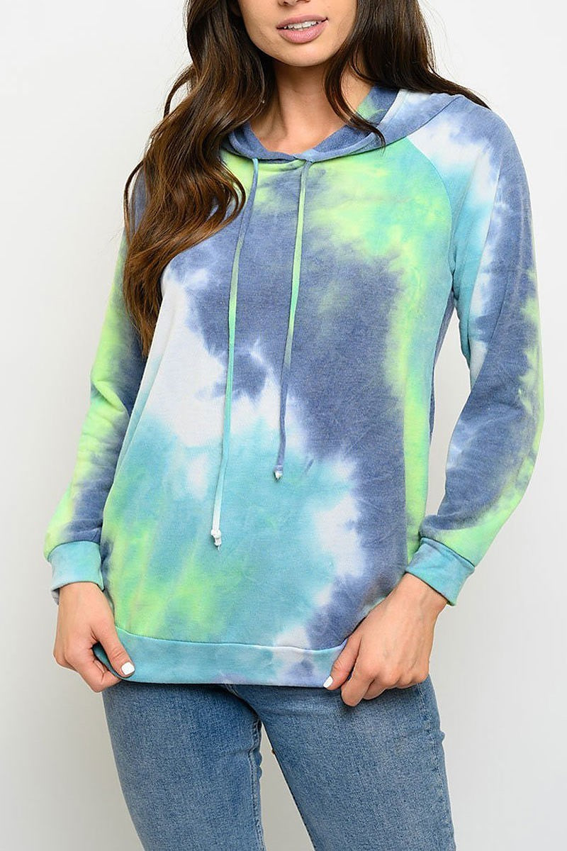 Tie dye long sleeve hoodie top (EDWT3047)