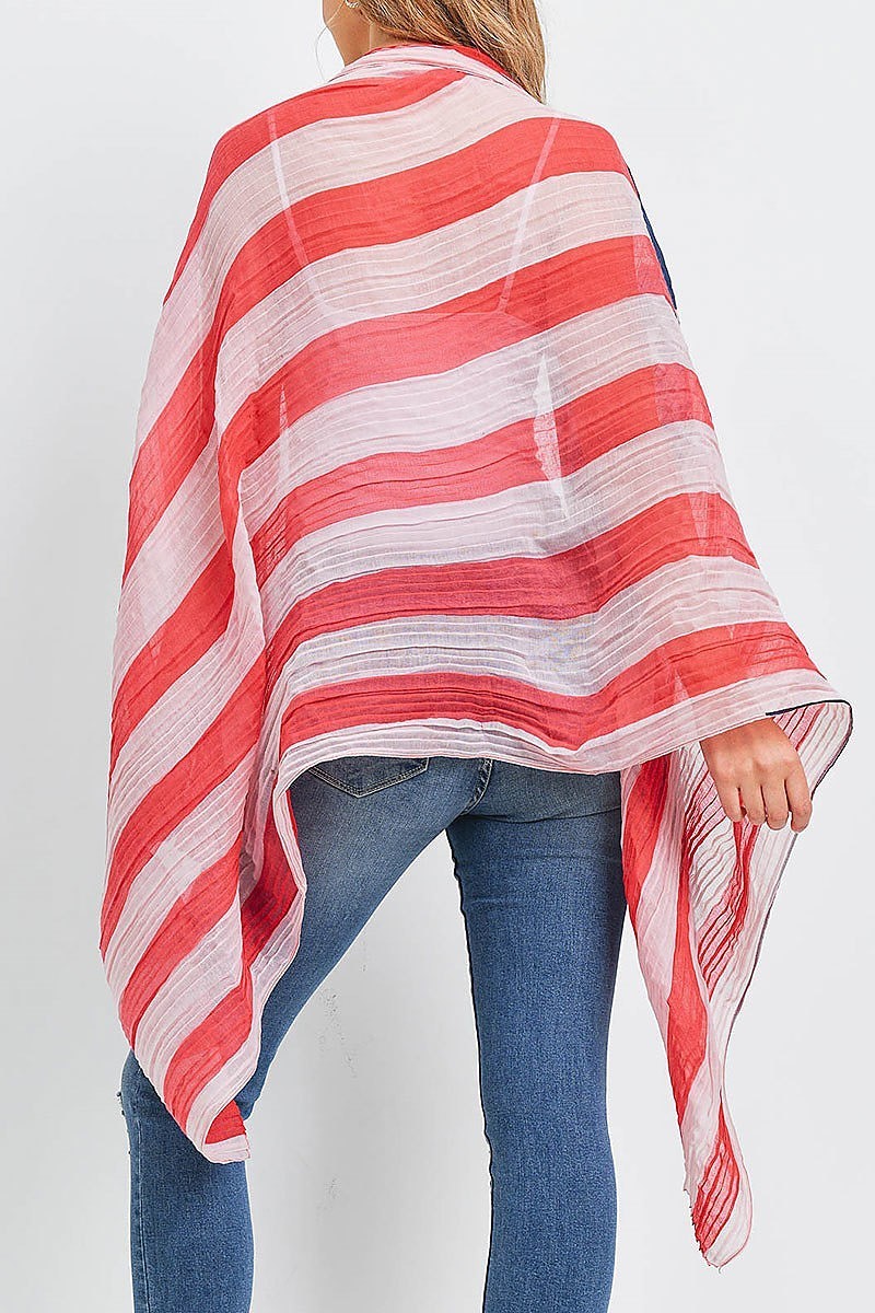 Usa flag print kimono wrap scarf (EF3057)