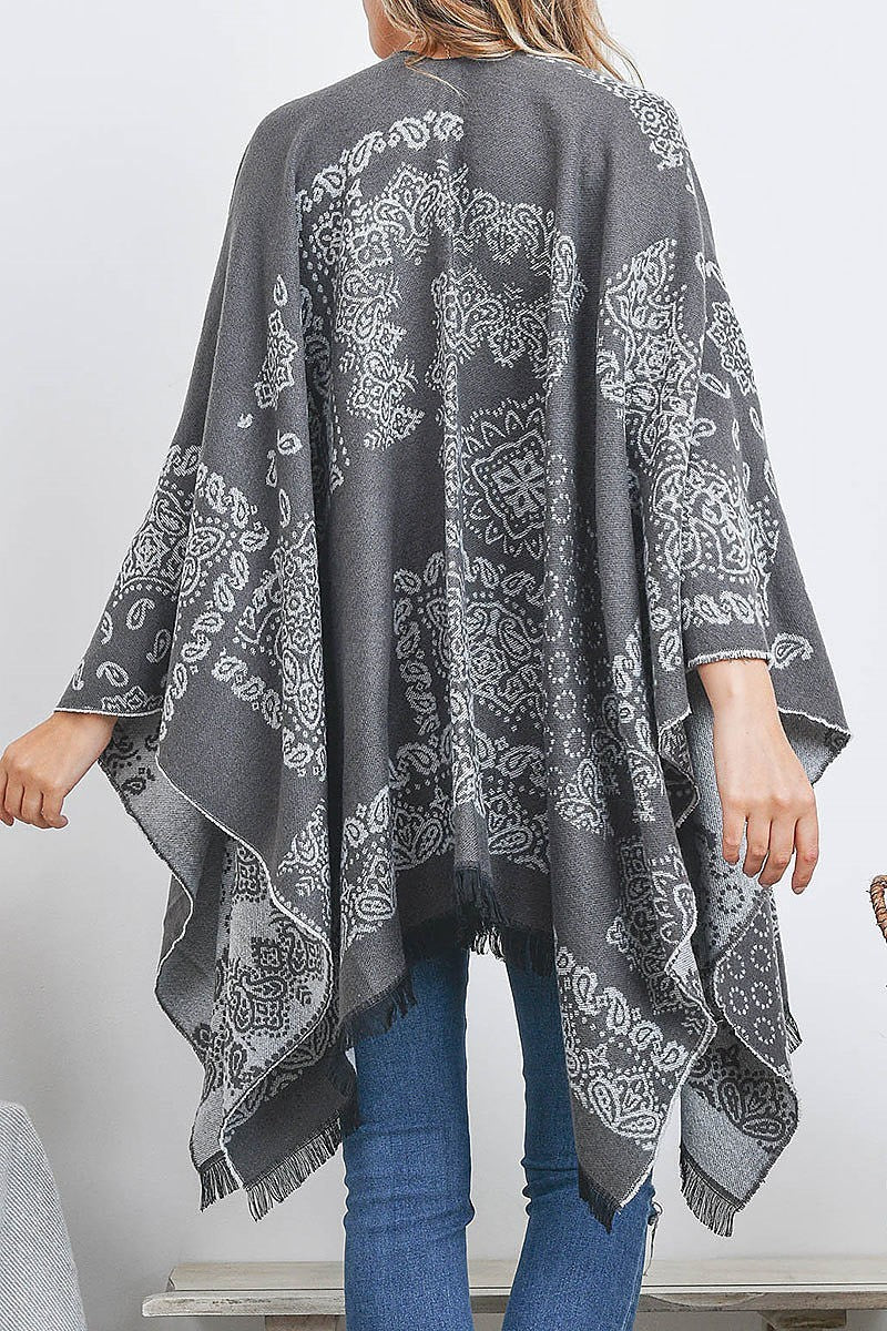 Paisley print ruana wrap kimono (DGS5447)