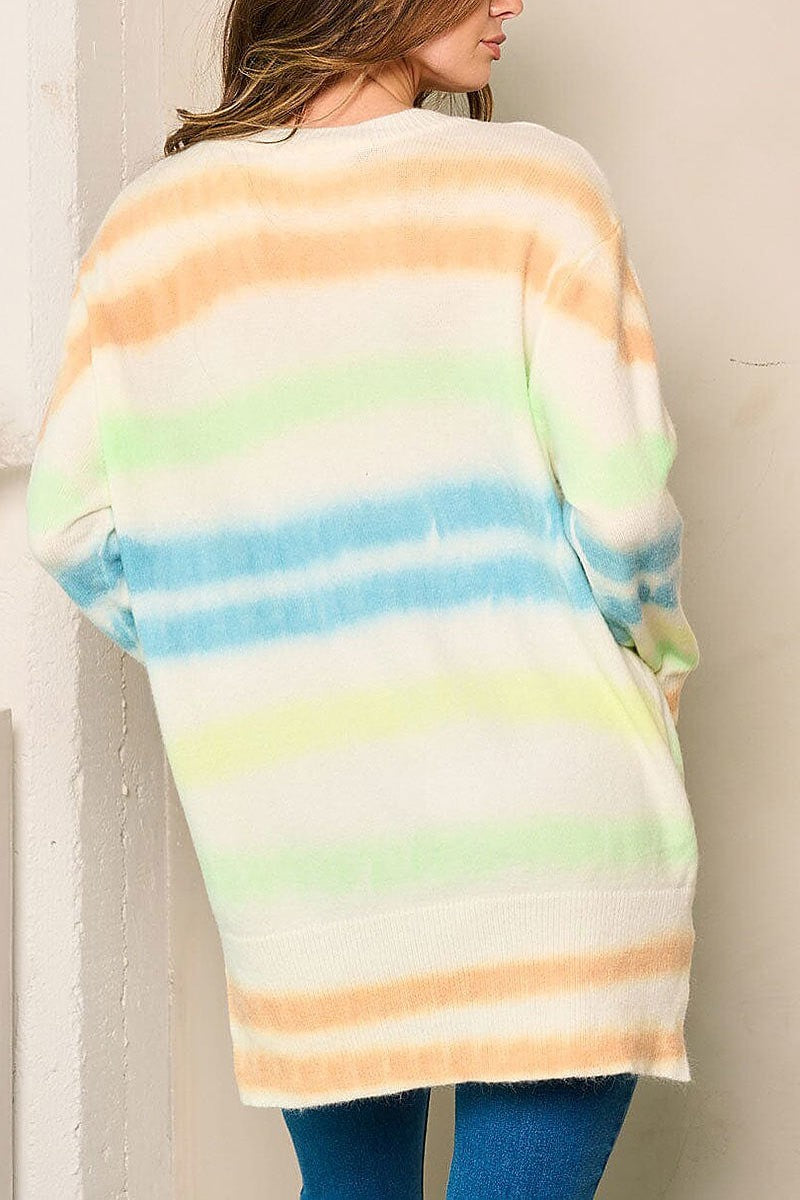 Long sleeves multi color stripes sweater (EFWT4103)