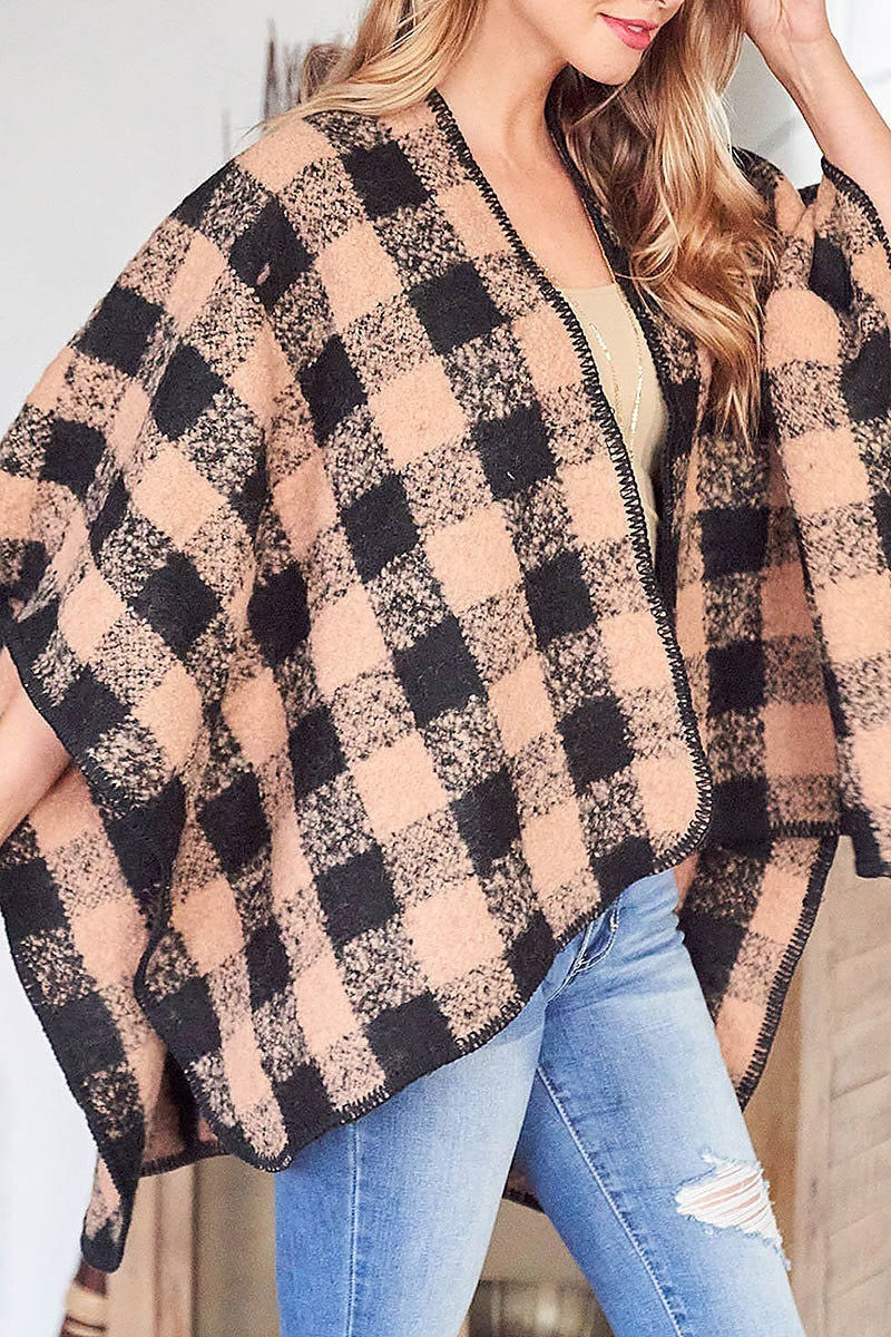 Plaid kimono poncho (DGS5597)