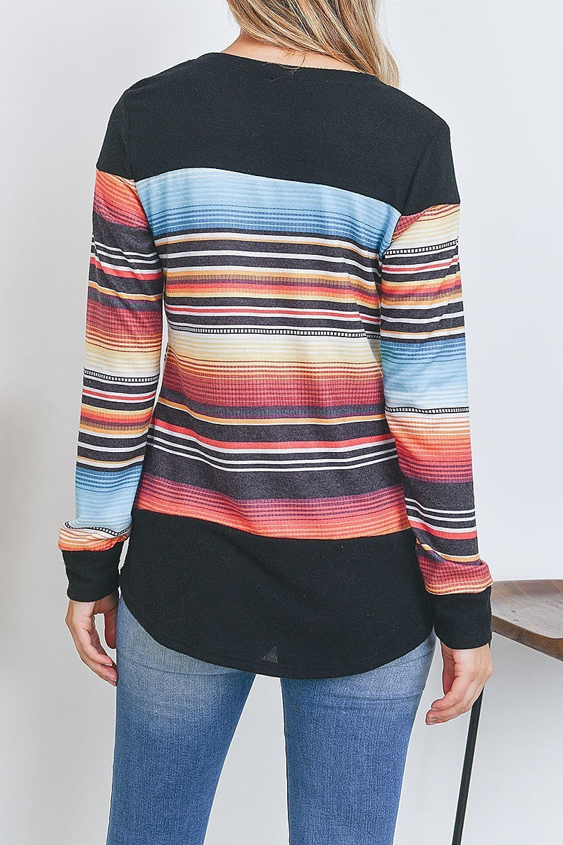 Multi stripe color block top (EF2386)