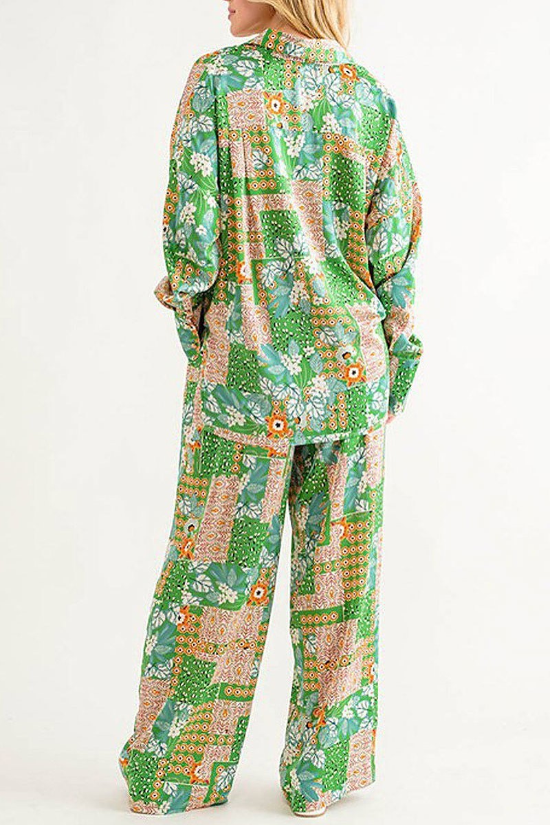 Long sleeve top & wide leg pants printed 2pc. set (EFWT6157)