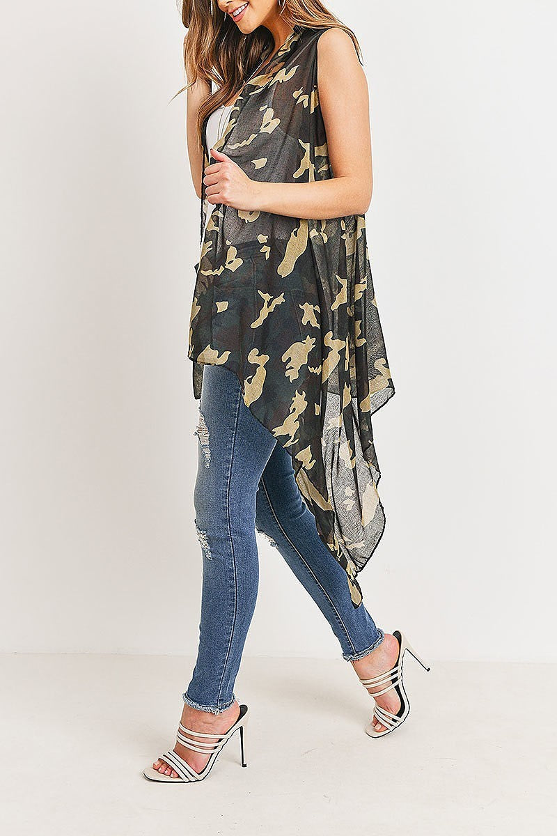 Camouflage print open kimono (DGS5147)