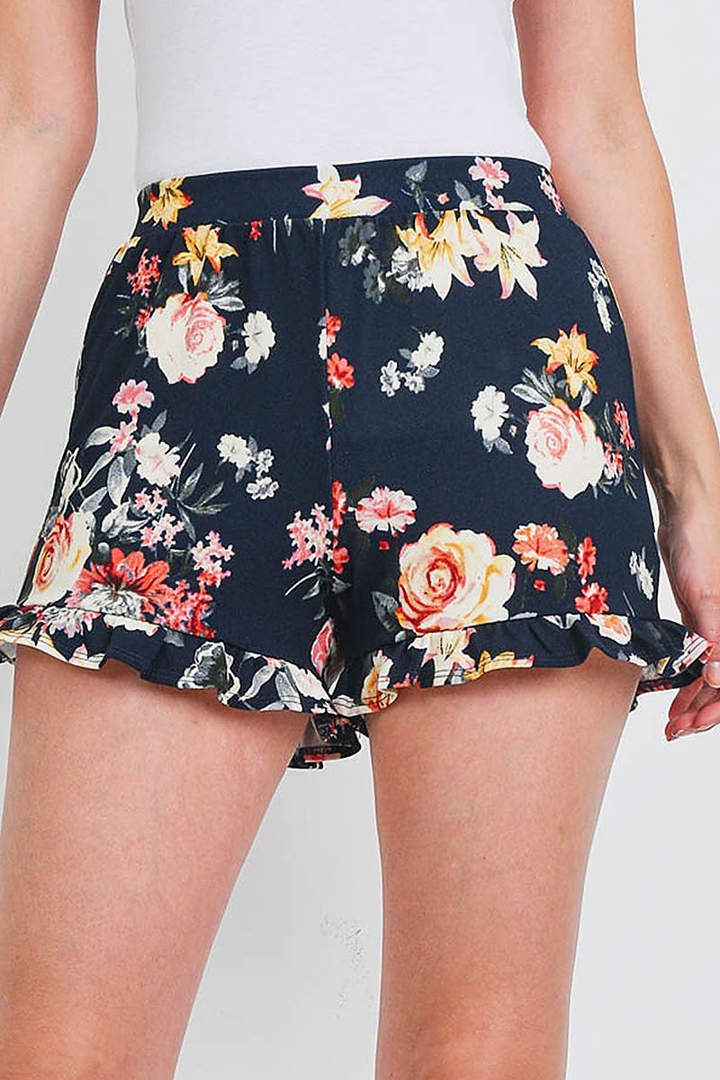 Ruffle hem detail floral print shorts (DGB3156)