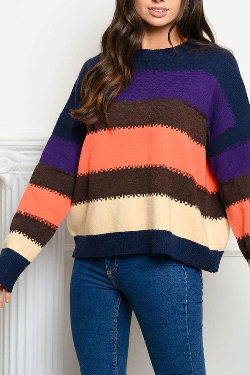 Long sleeve colorblock sweater (EDWT4053)