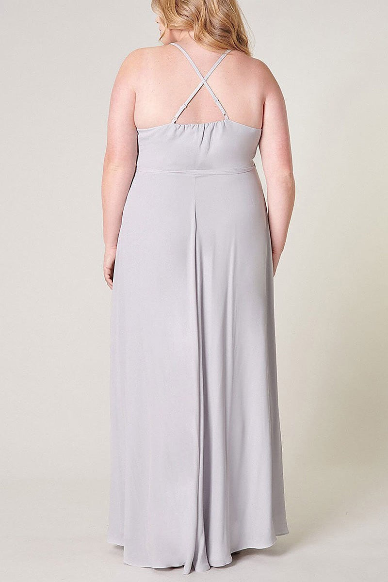 Sleeveless surplice open back maxi dress (EFWT3235)