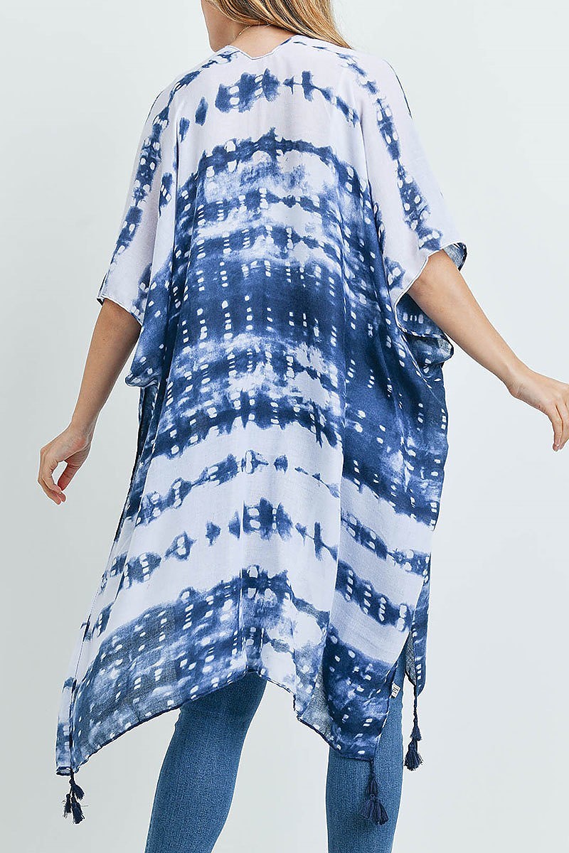 Tie dye dash tassel kimono (EF3504)