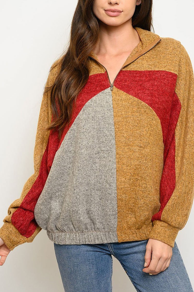 Color block long sleeve sweater (EDWT3713)