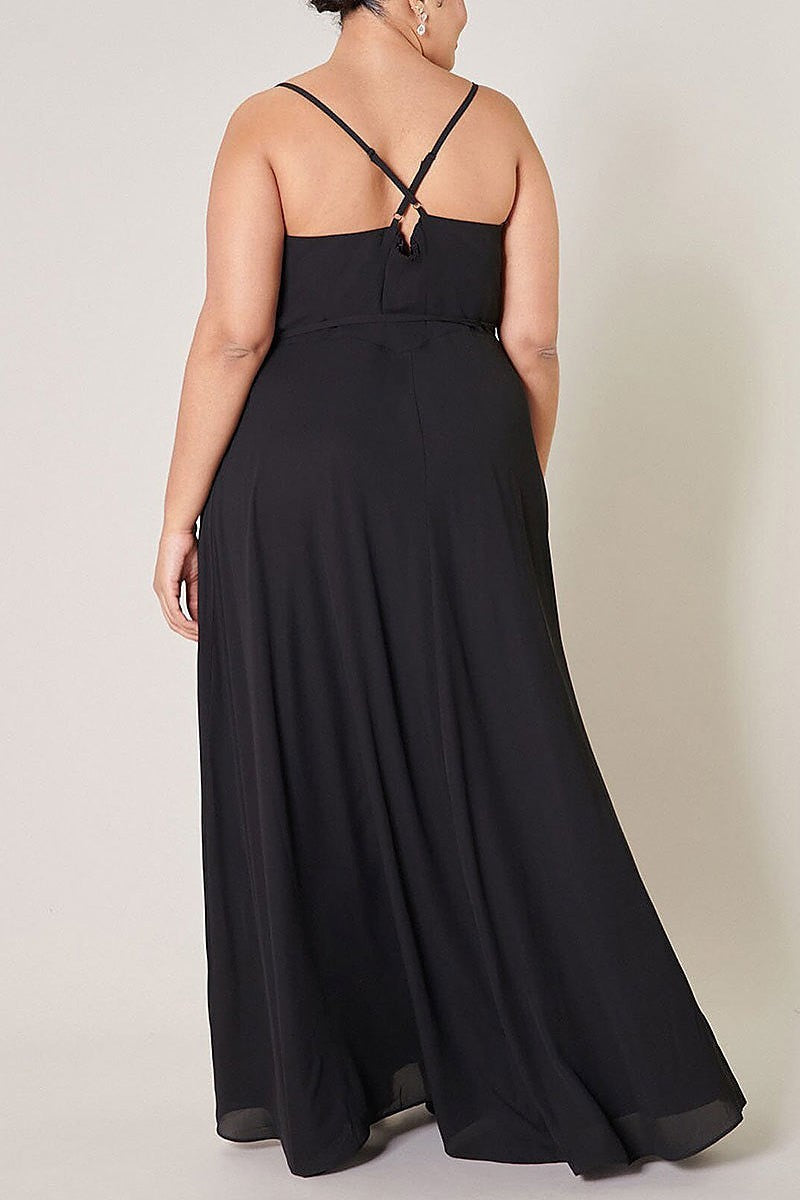 Sleeveless surplice open back maxi dress (EFWT3236)