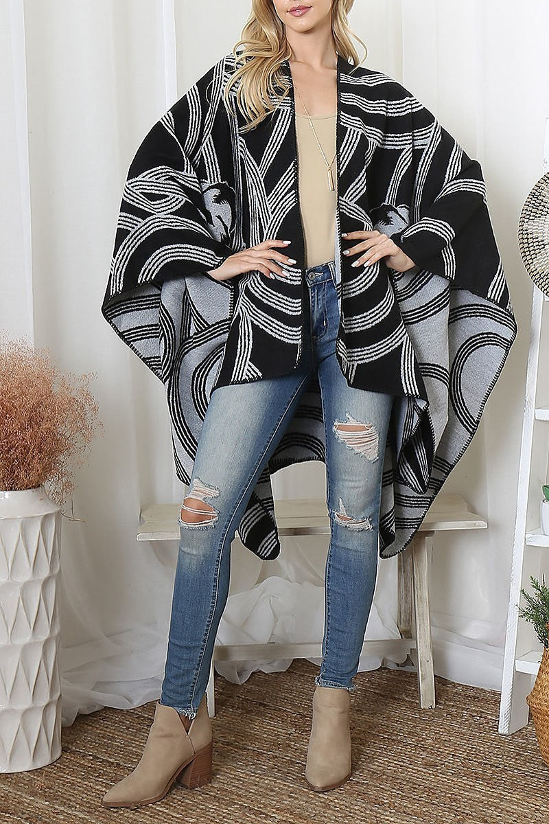 Flower geometric print open front kimono (DGS6080)