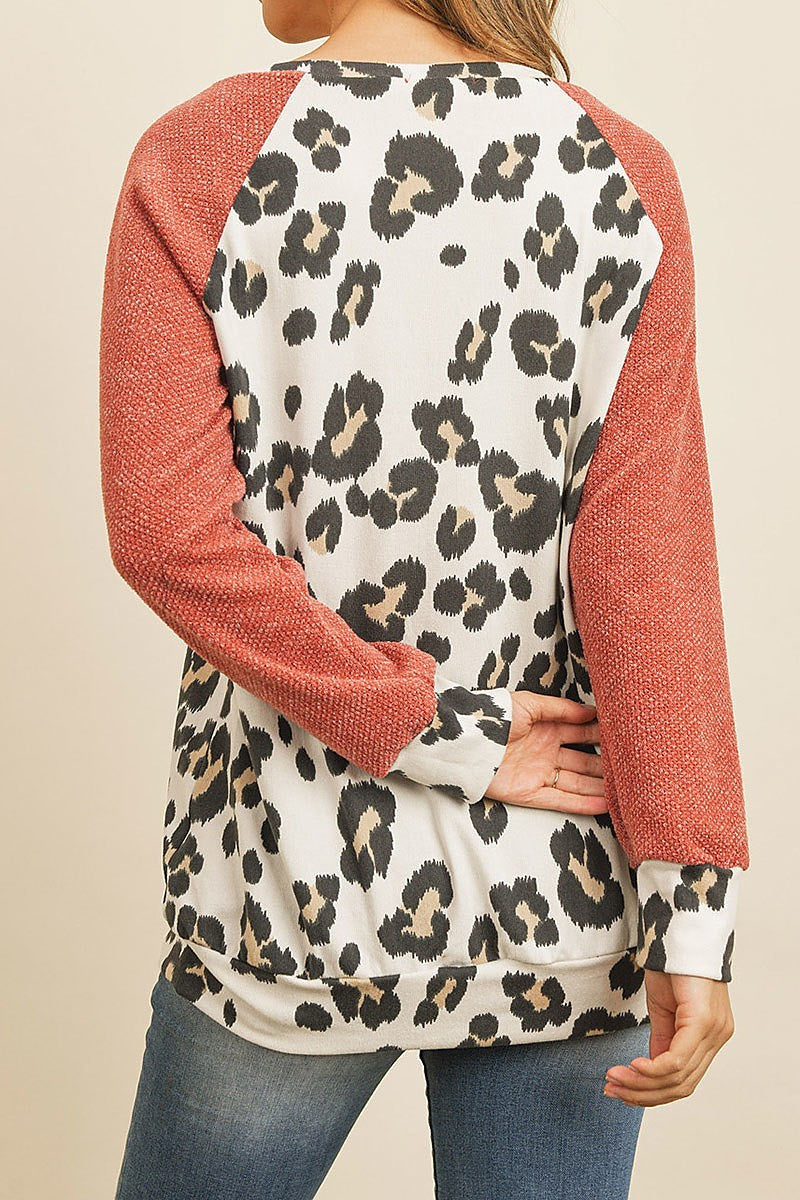 Animal print color block top (ED7842-1)