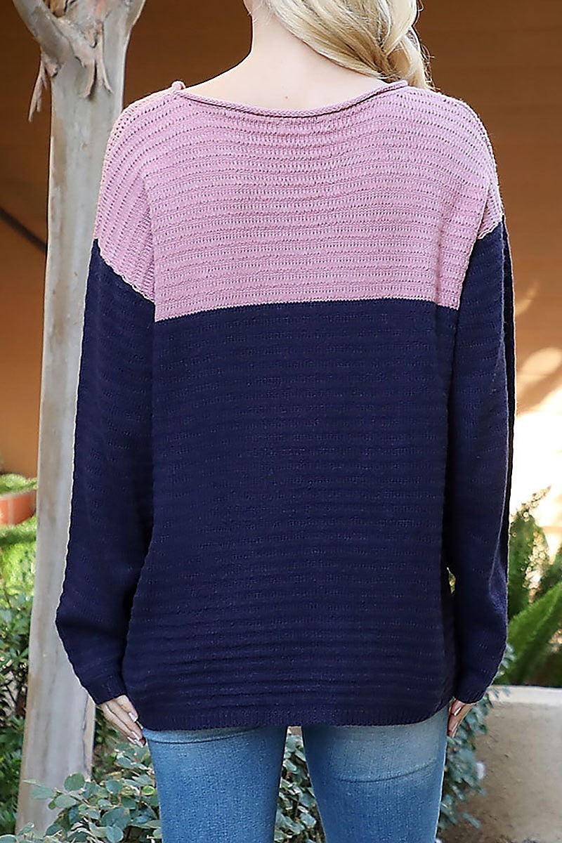 Color block knit sweater (DGS6340)