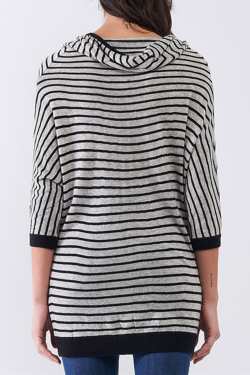 Stripe pocket detail button front cardigan (TDG8032)