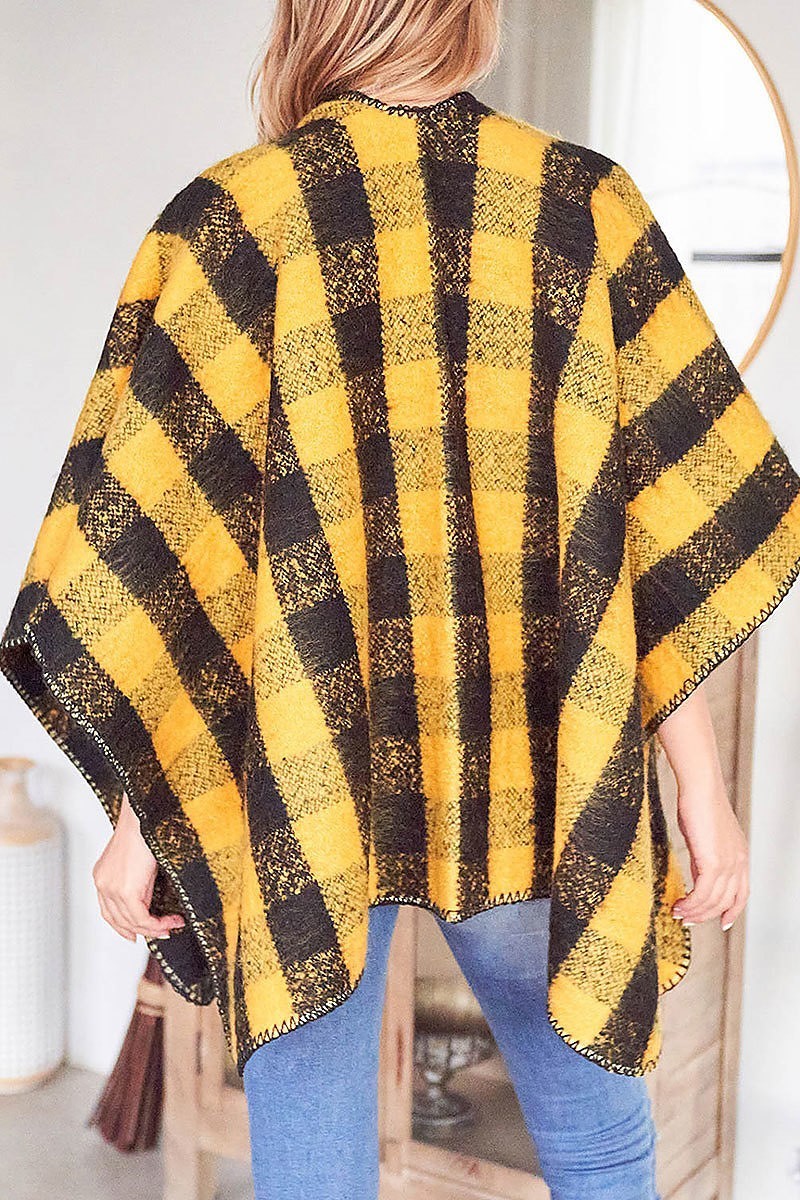 Plaid kimono poncho (DGS5596)