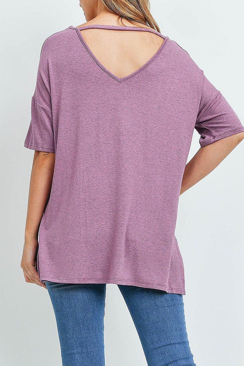 Low back v neck loose fit top (ED9929)