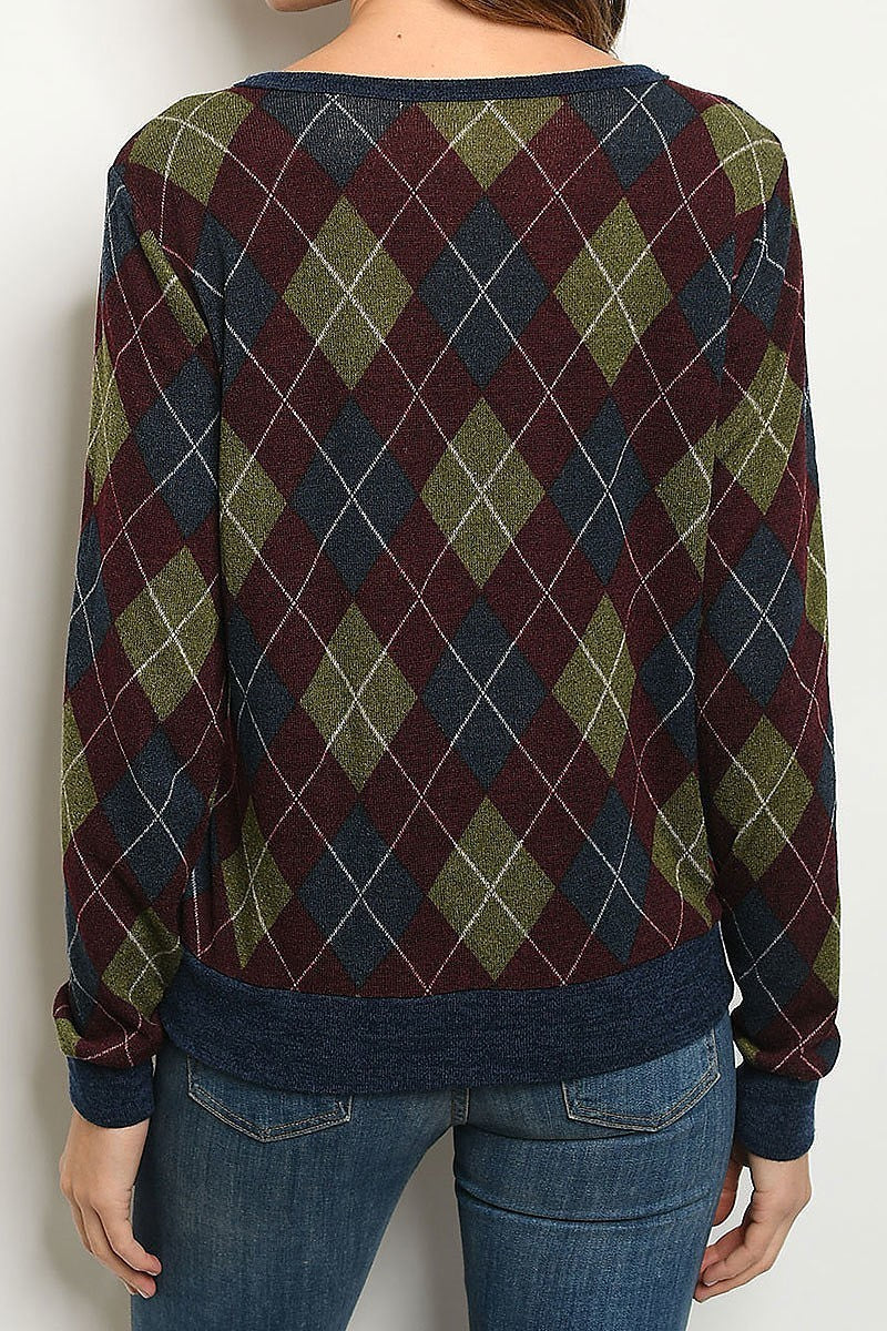 Checkered round neck sweater (DGS4834-LAST)