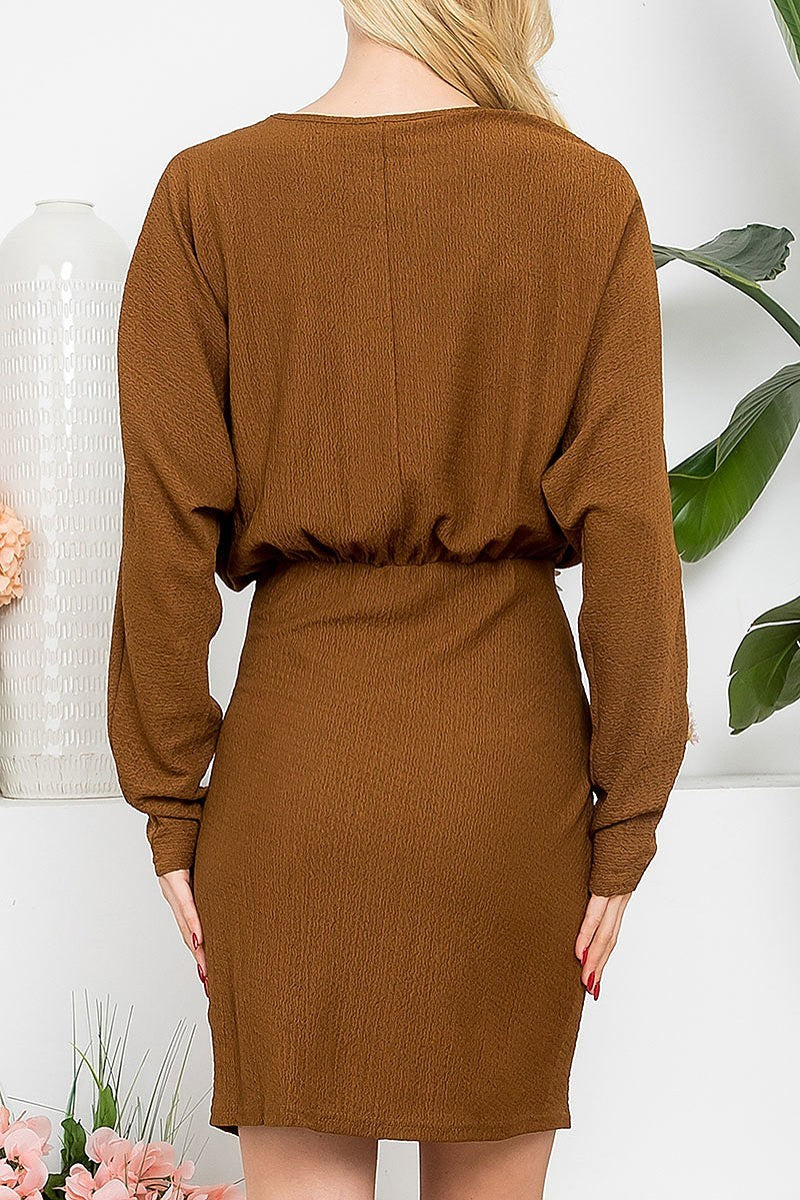 Waist detail dolman sleeve dress (DED8126)