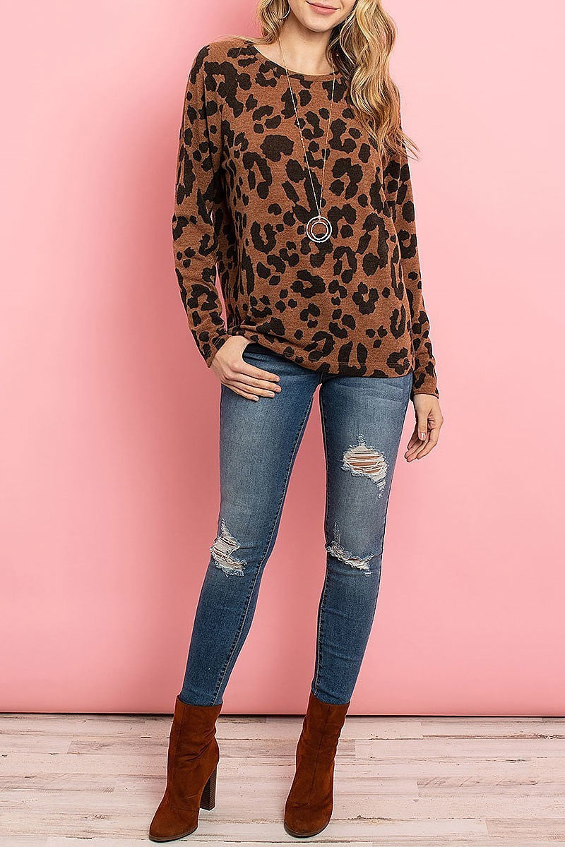 Lightweight leopard print pullover (ED8323)