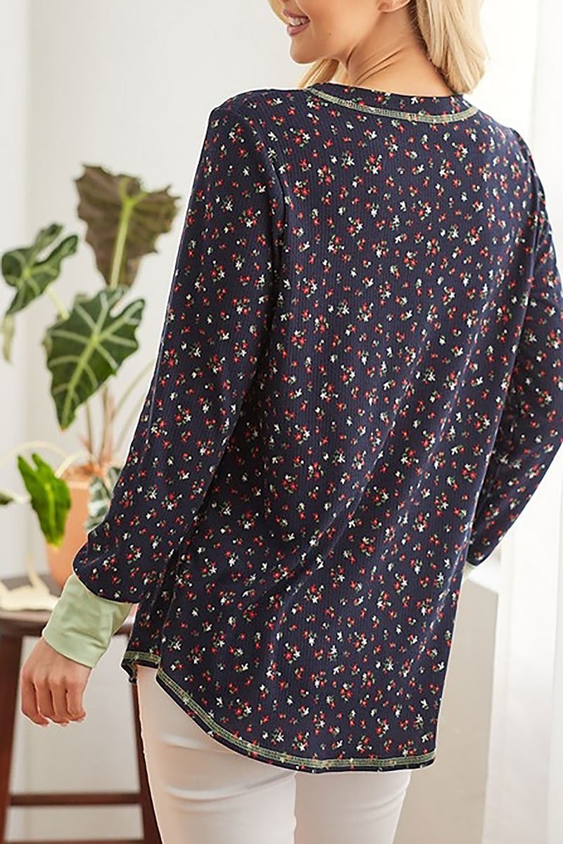 Solid pocket floral top (EF4964)