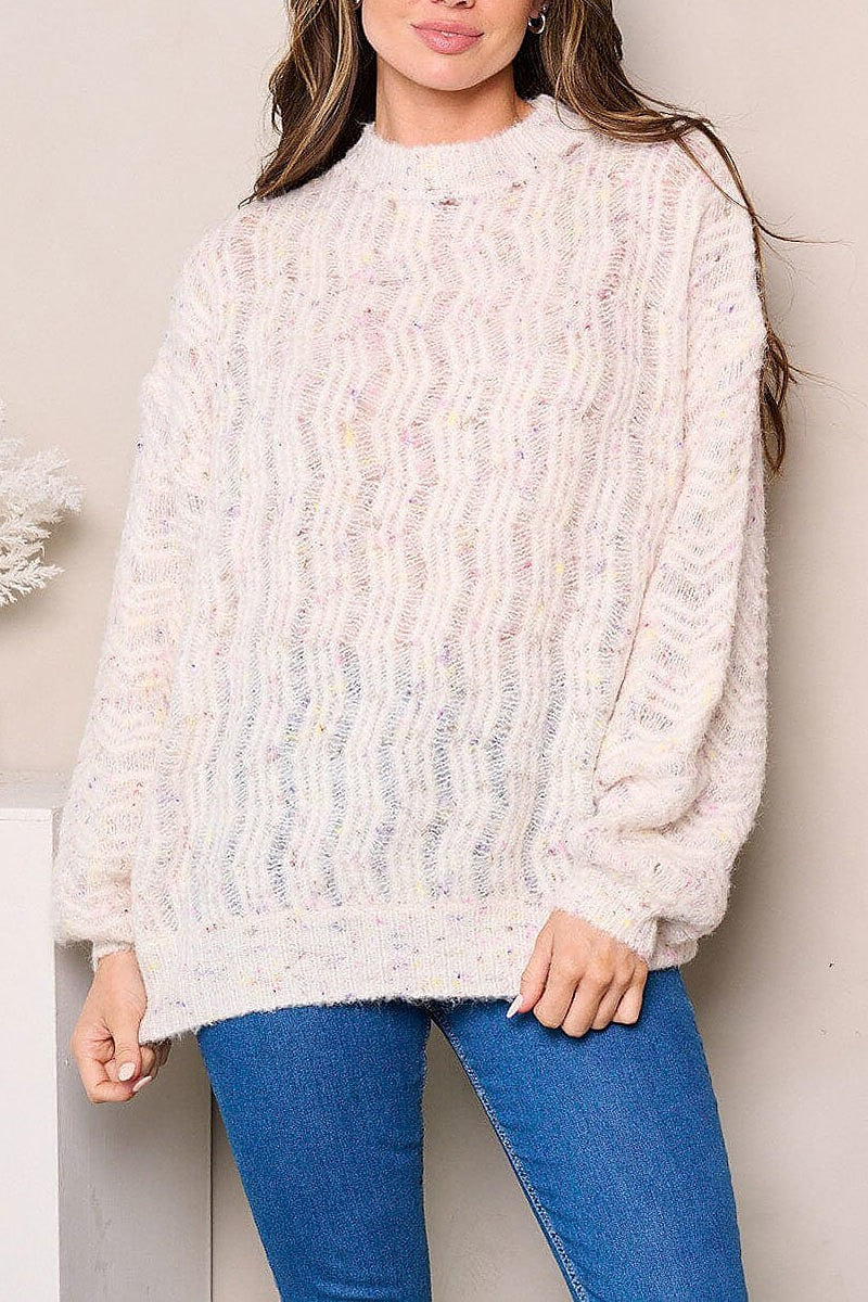 Long sleeves detailed multi sweater (EFWT3863)