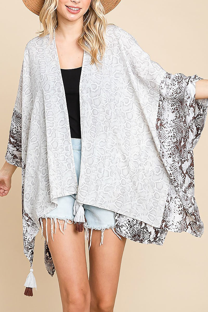 Snake skin print kimono with tassels (EDH1360)