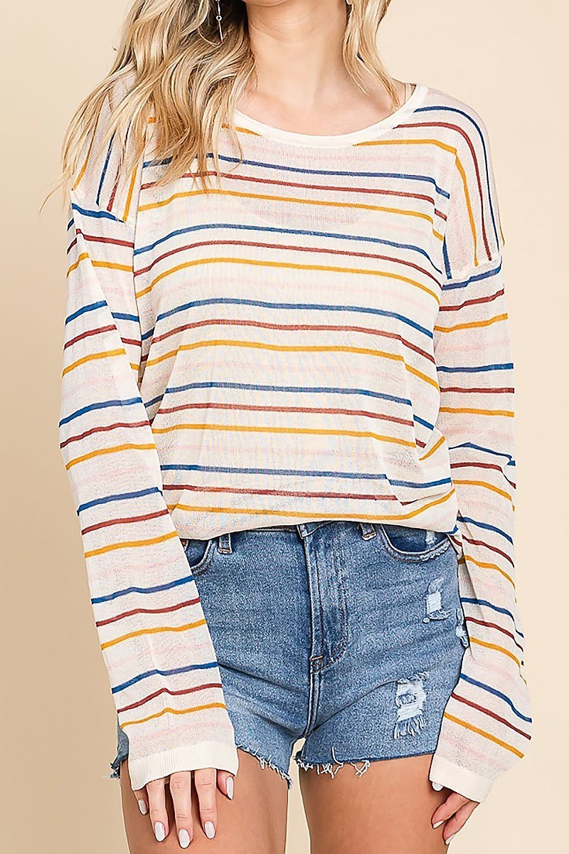 Back neck twist detail sweater top (EDH1391)