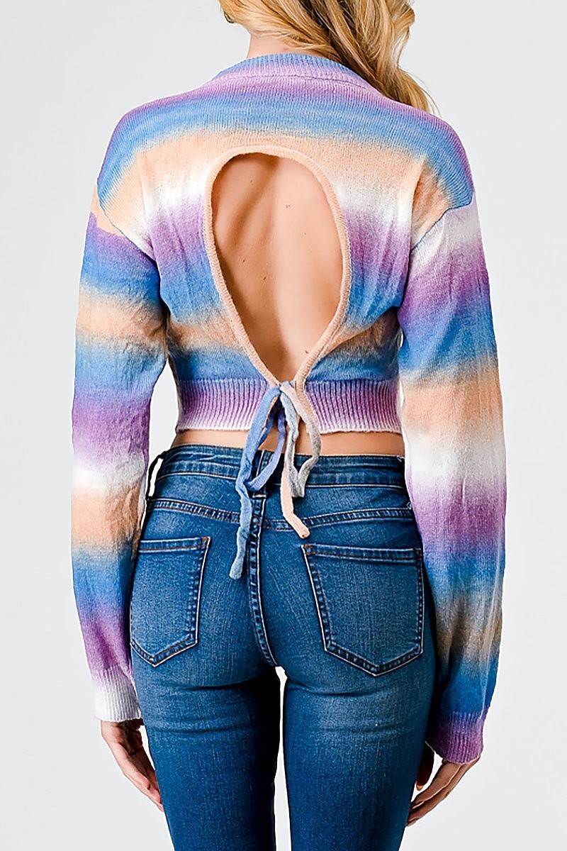 Long sleeve open back cropped sweater (TED1980)