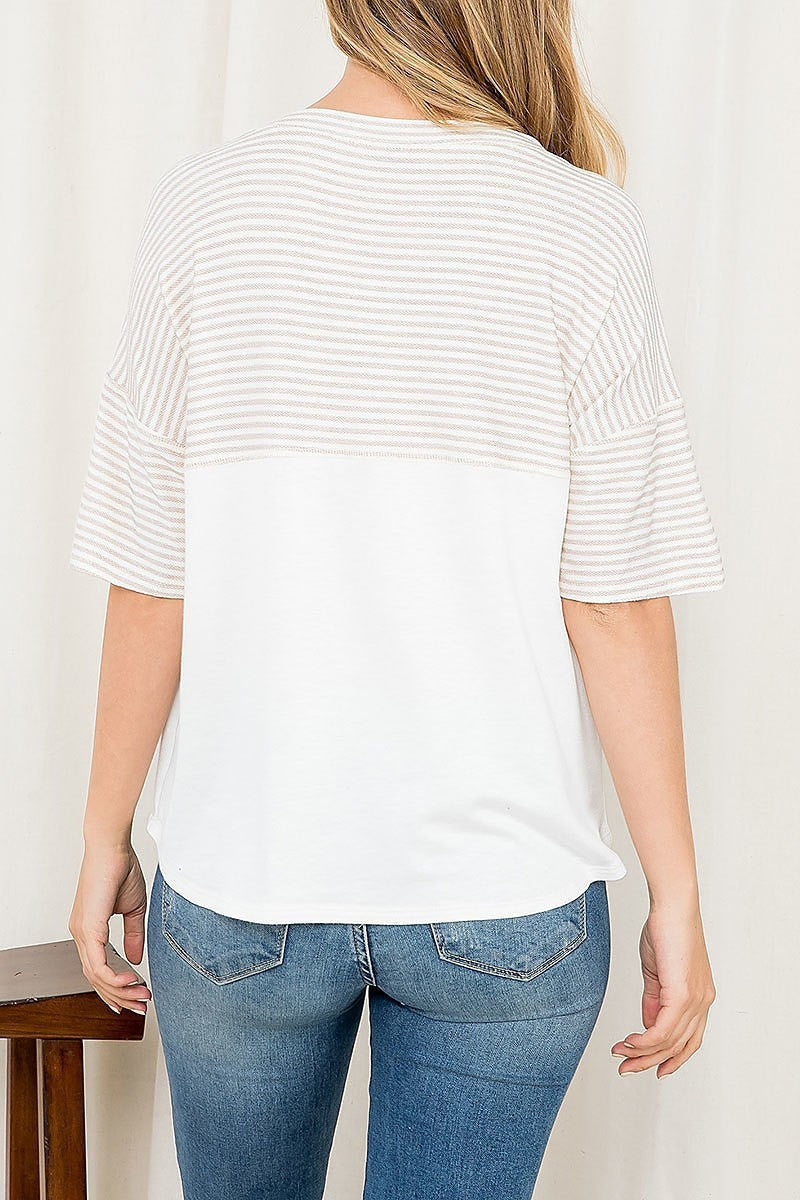 Stripe color block loose fit top (EF2602)