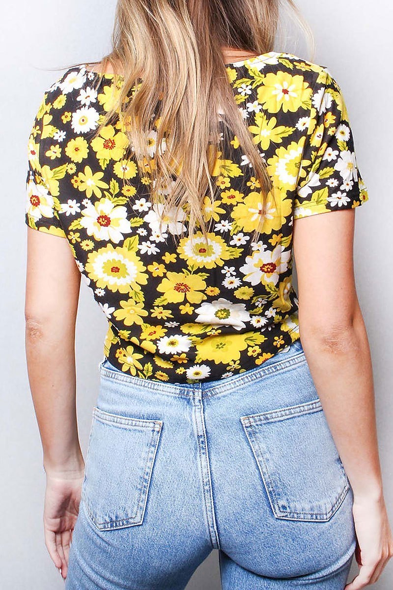 Scoop neck floral print top (SDG2994)