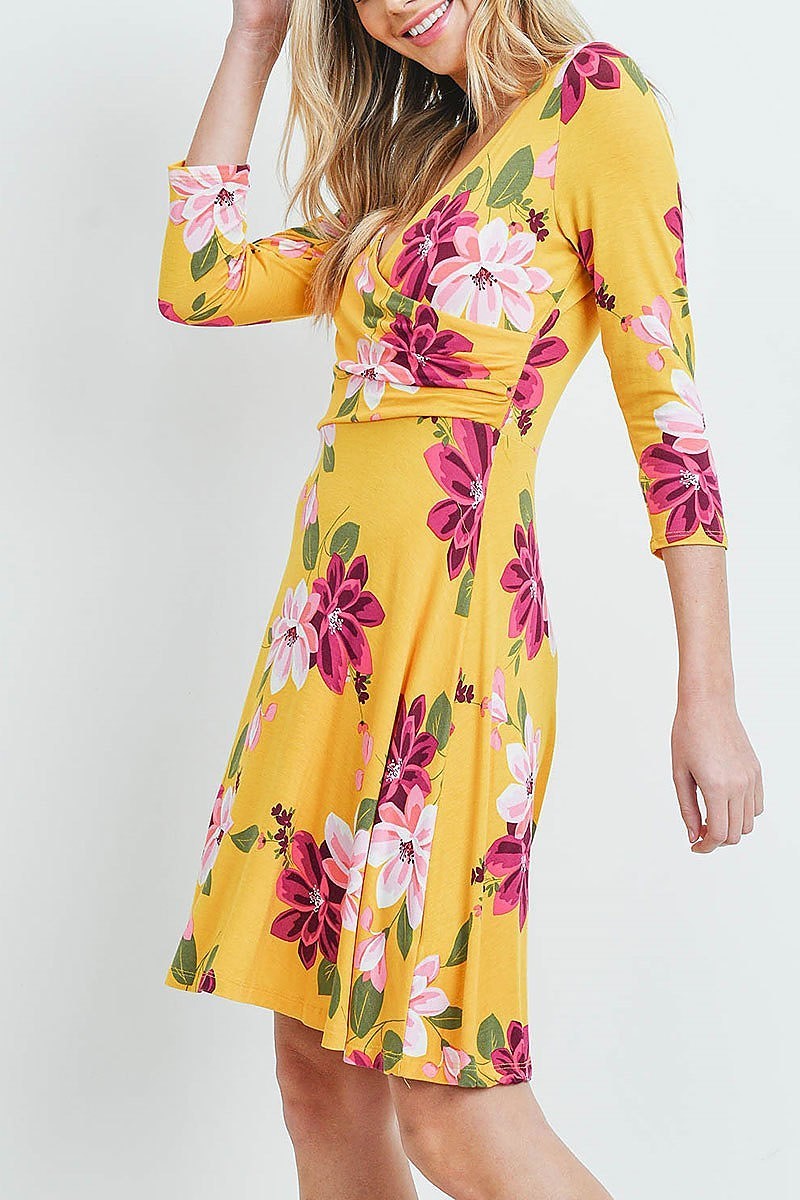 Surplus detail floral print wrap dress (DED5916-LAST)