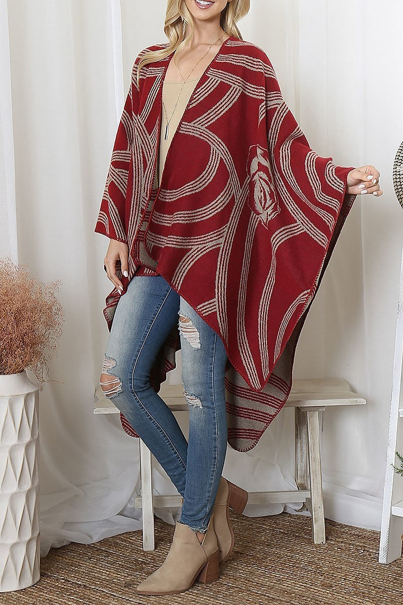 Flower geometric print open front kimono (DGS6082)