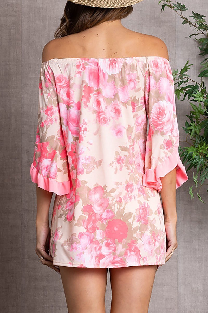 Off shoulder chiffon sleeves blouse top (EDSW3046)