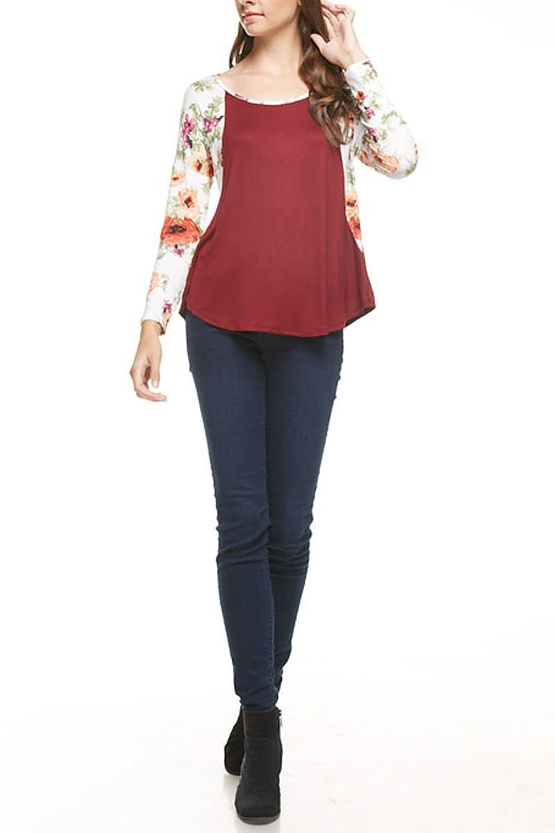 Floral raglan sleeve top (EF5034)