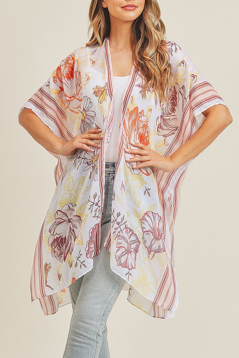 Boho multi flower pattern kimono (EF3403)