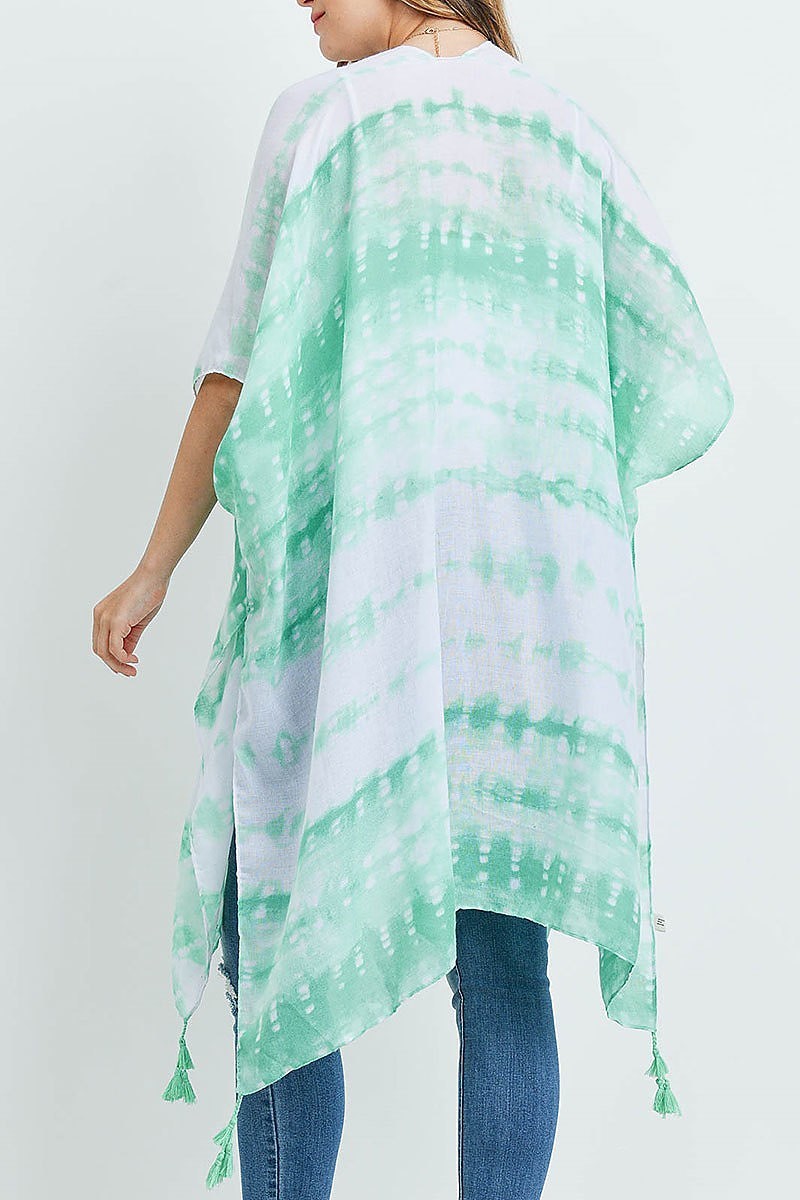 Tie dye dash tassel kimono (ED9235)