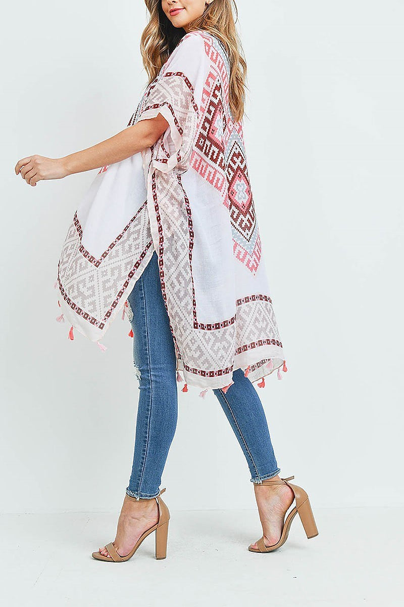 Bohemian open front tassel kimono (EF1107)