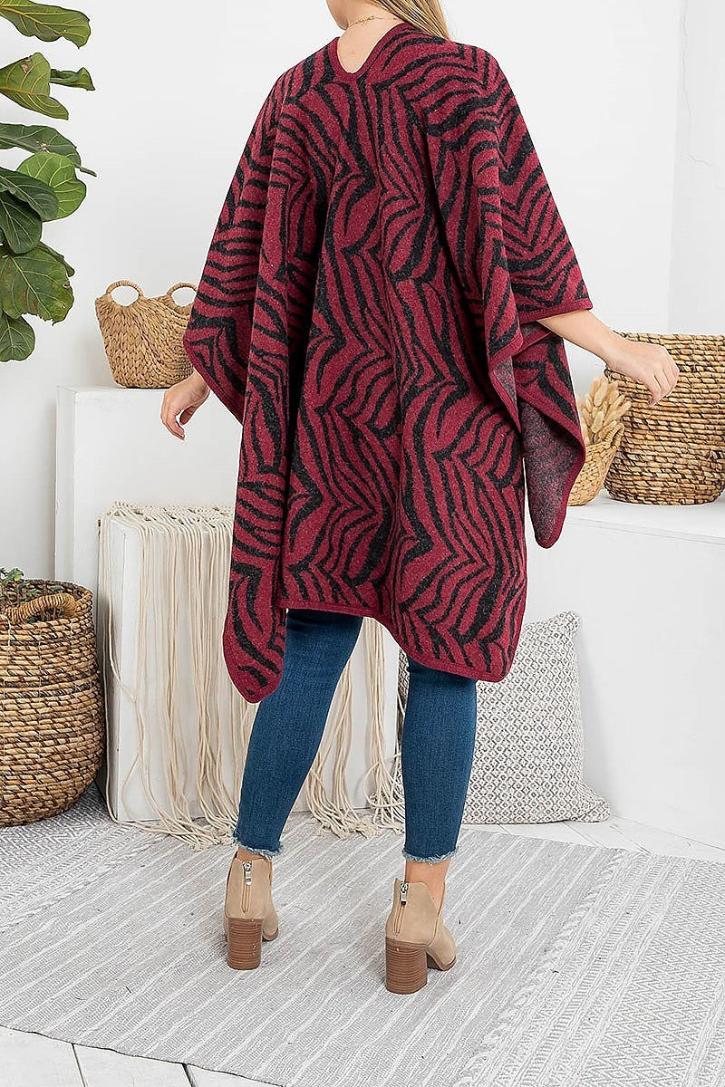 Zebra print fuzzy knee length kimono (DGS5403)