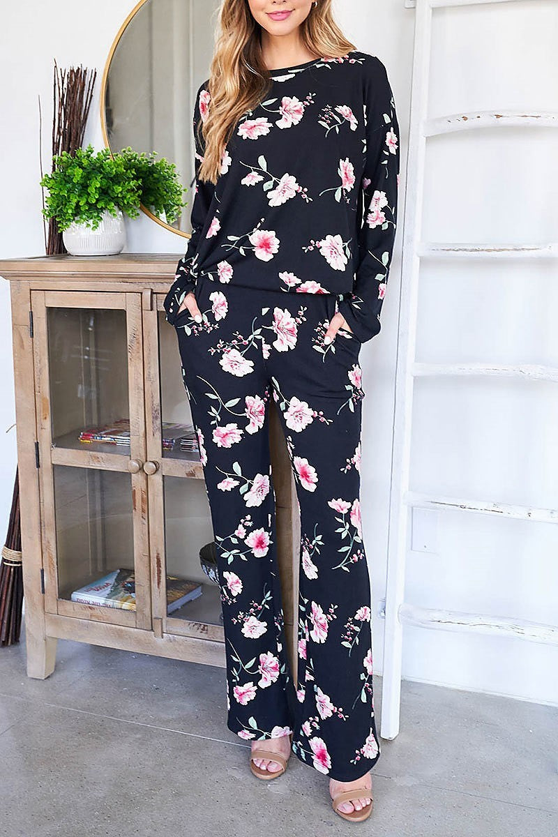 Florla print top and pants set (EF2715)