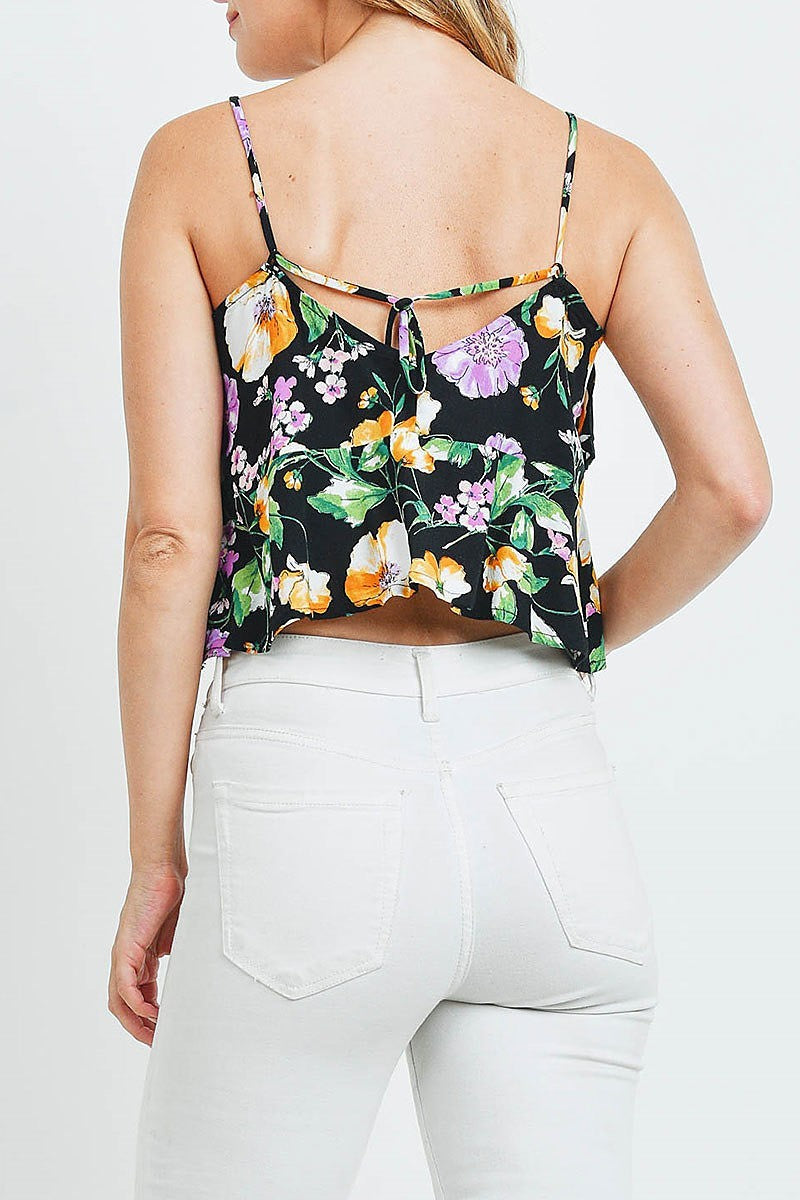 Floral print v neck crop top (ED9724)