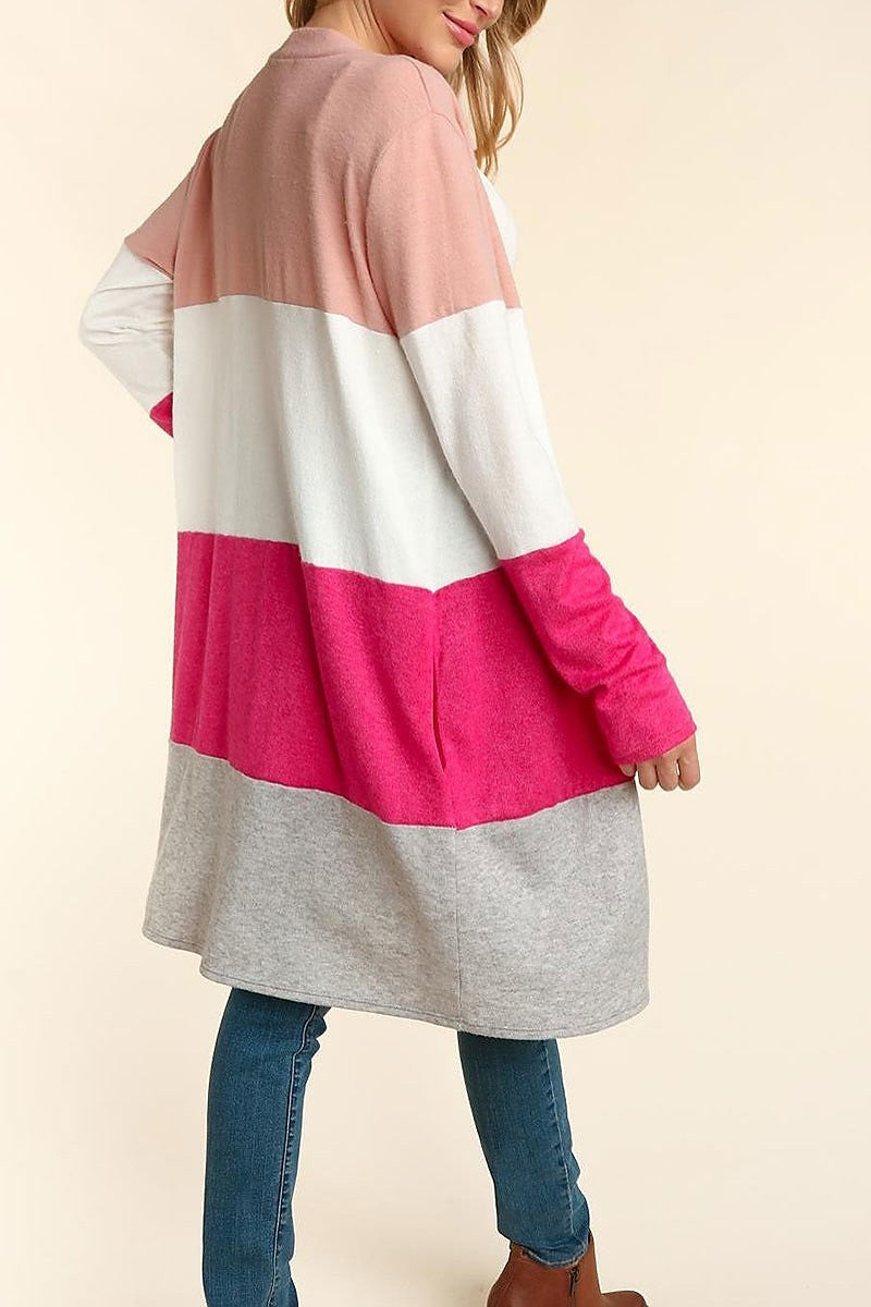 Color block sweater knit cardigan (ETBM4416)