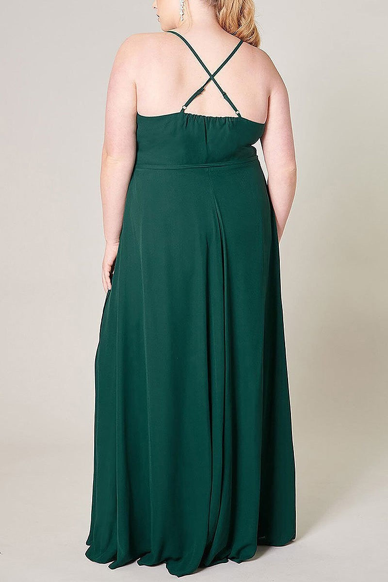 Sleeveless surplice open back maxi dress (EFWT3233)