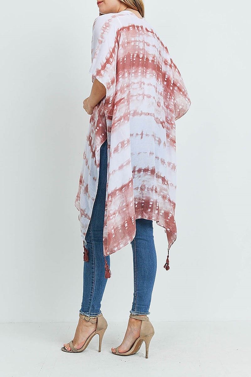 Tie dye dash tassel kimono (ED9234)