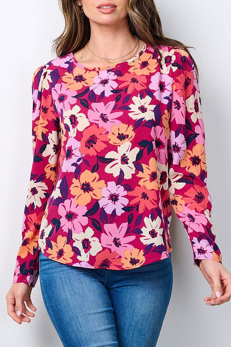 Long sleeve floral blouse top (EFWT7242)