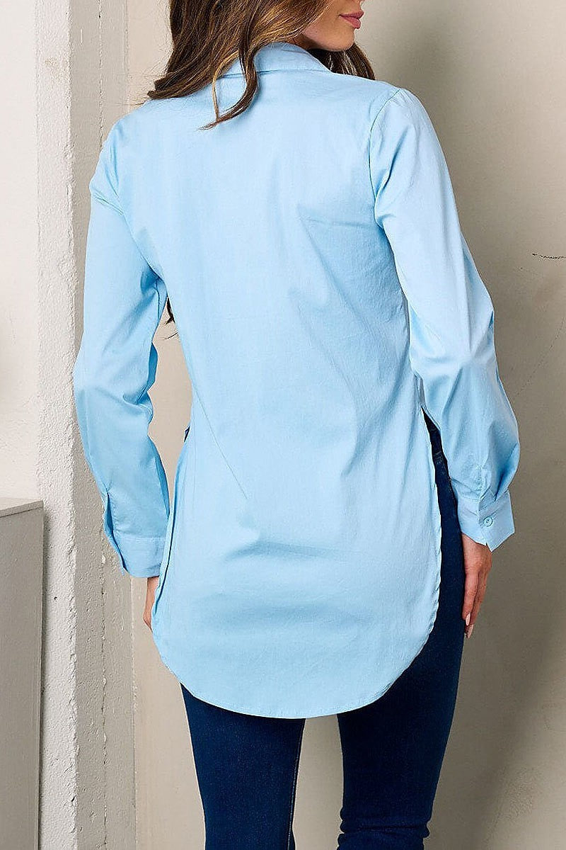 Long sleeves button up blouse top (EFWT3909)